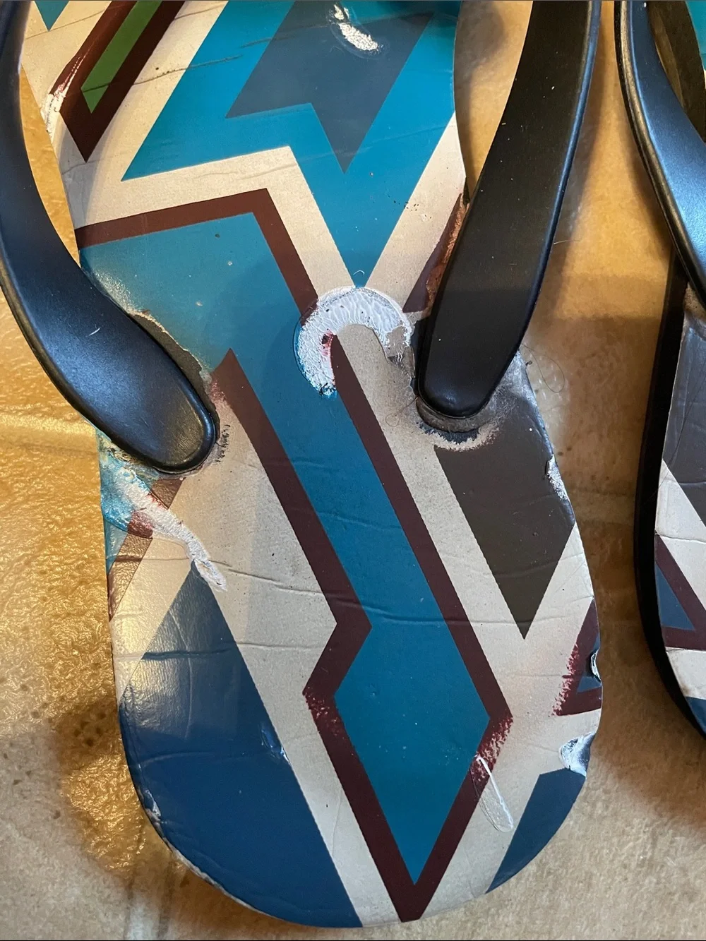 Diane Von Furstenberg Black Strappy Sandals with Blue Geometric Print